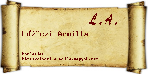 Lóczi Armilla névjegykártya